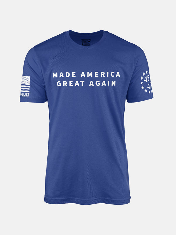 True Royal t-shirt with 'Made America Great Again' patriotic shirt by FreedomBuilt