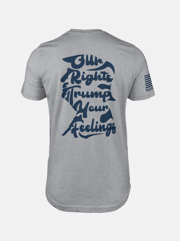 Athletic Heather t-shirt with white text on the back on a patriotic shirt by FreedomBuilt